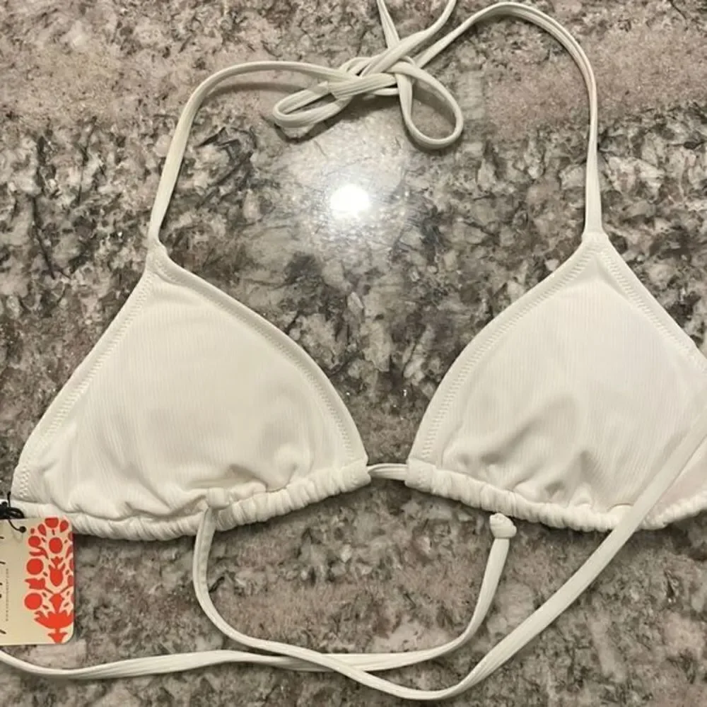 New Free Prople White Triangle Bikini Top Small